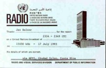 QSL UN Radio via RFPI, 1993